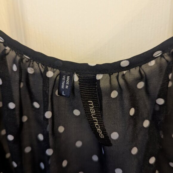 Maurices black and white polka dot top - L - Picture 5 of 5